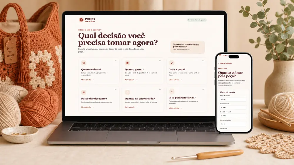 Quanto Eu Cobro? aberto no notebook e no celular.