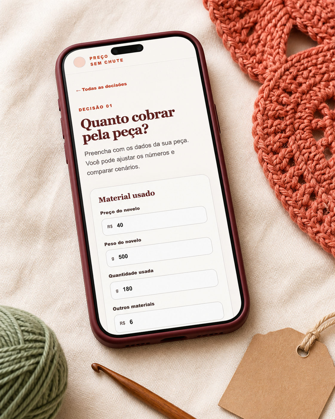 Entrada dos dados da peça na ferramenta pelo celular.